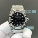 B7 Factory Swiss Clone Audemars Piguet Royal Oak Black Dial 5800 Automatic Ladies Steel Watch 